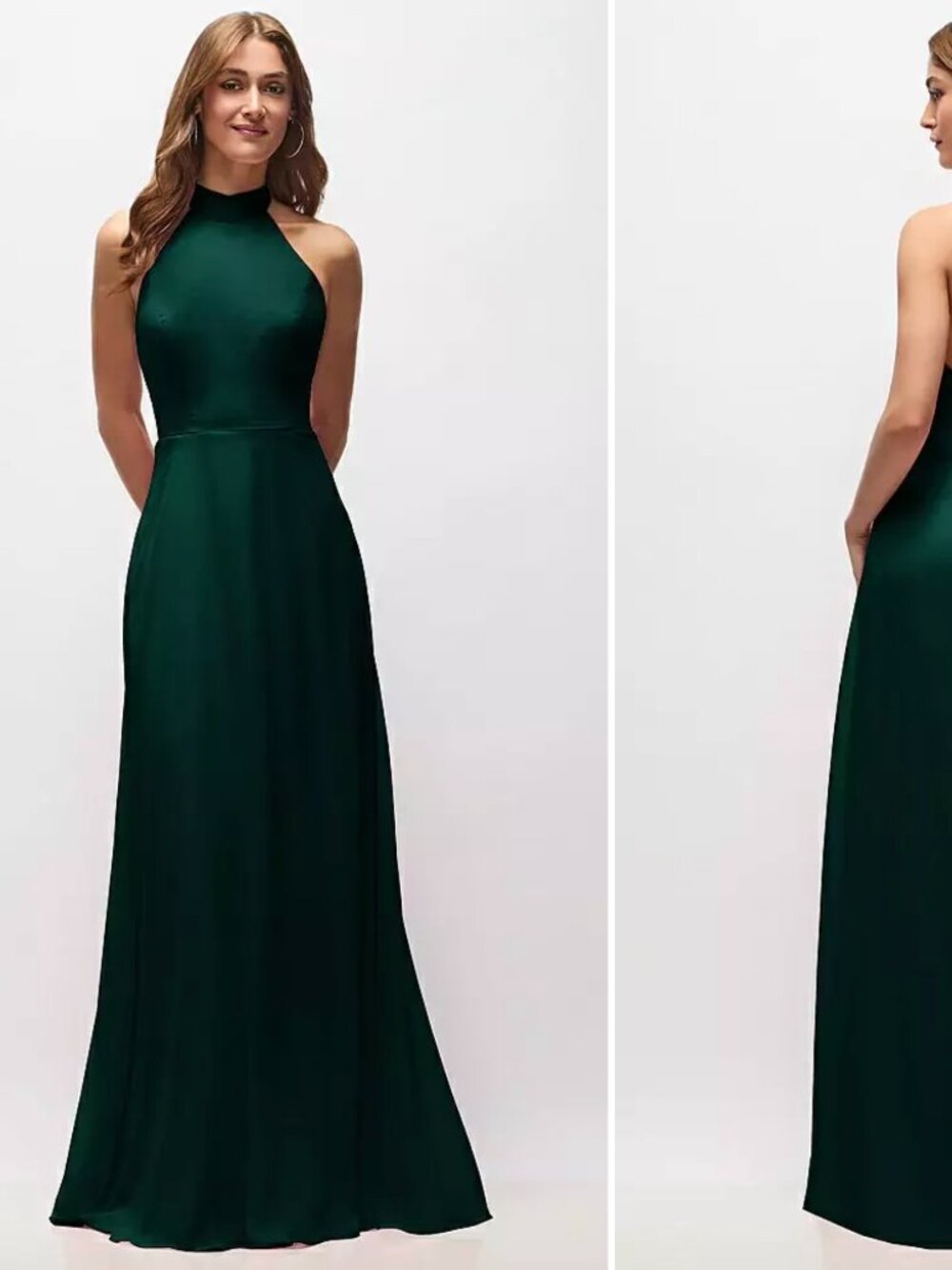 High Neck Halter Backless Maxi Dress in Evergreen Sz. 14